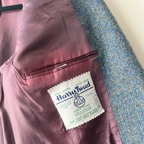 Vtg Harris Tweed Sport Coat Blazer Jacket Wool Men's 42 R Blue Flecked 70s 80s - Picture 5 of 7